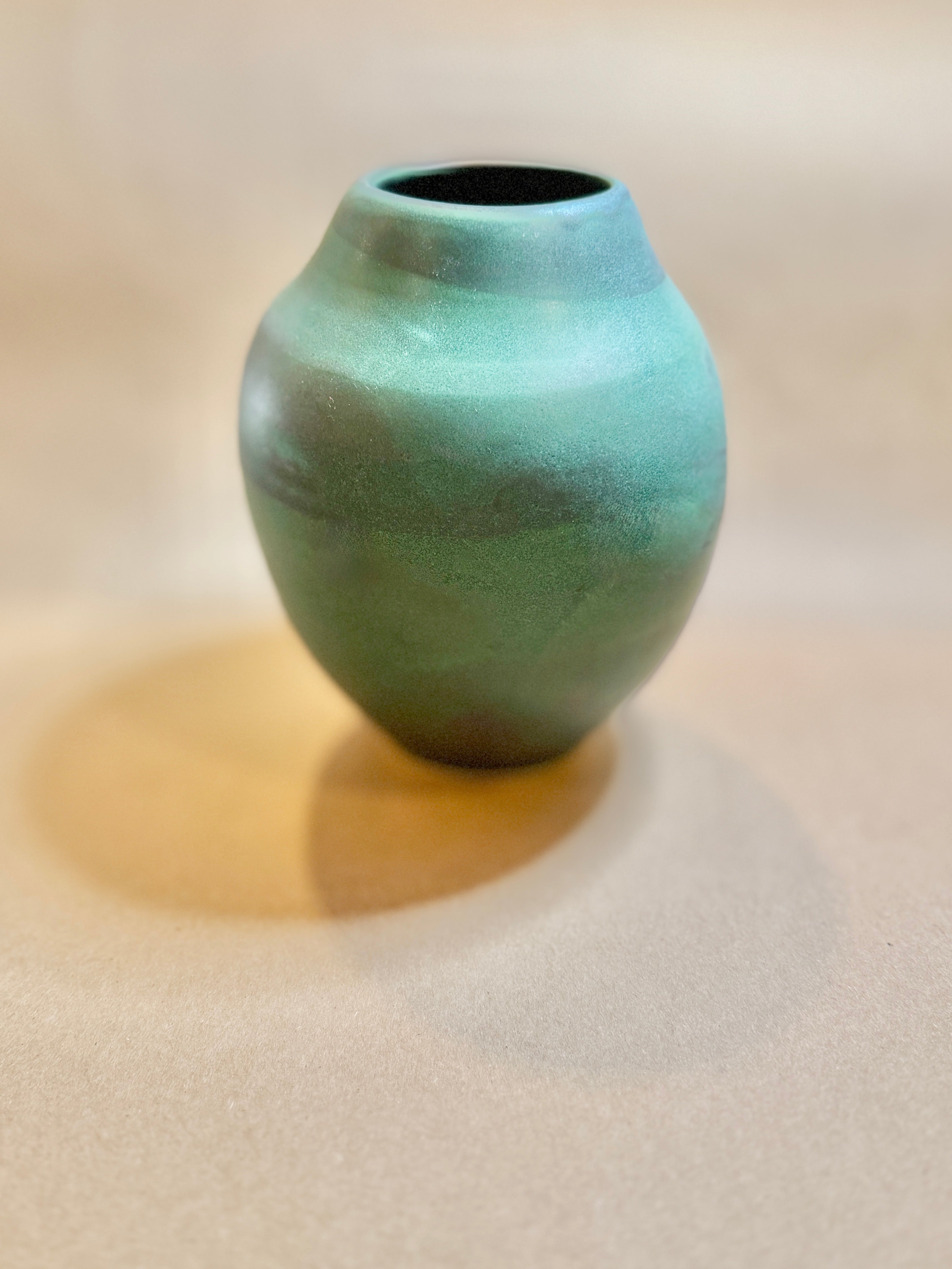 Arts & Crafts Revival table Vase, Silky Turquoise "Mary Stratton" Matte