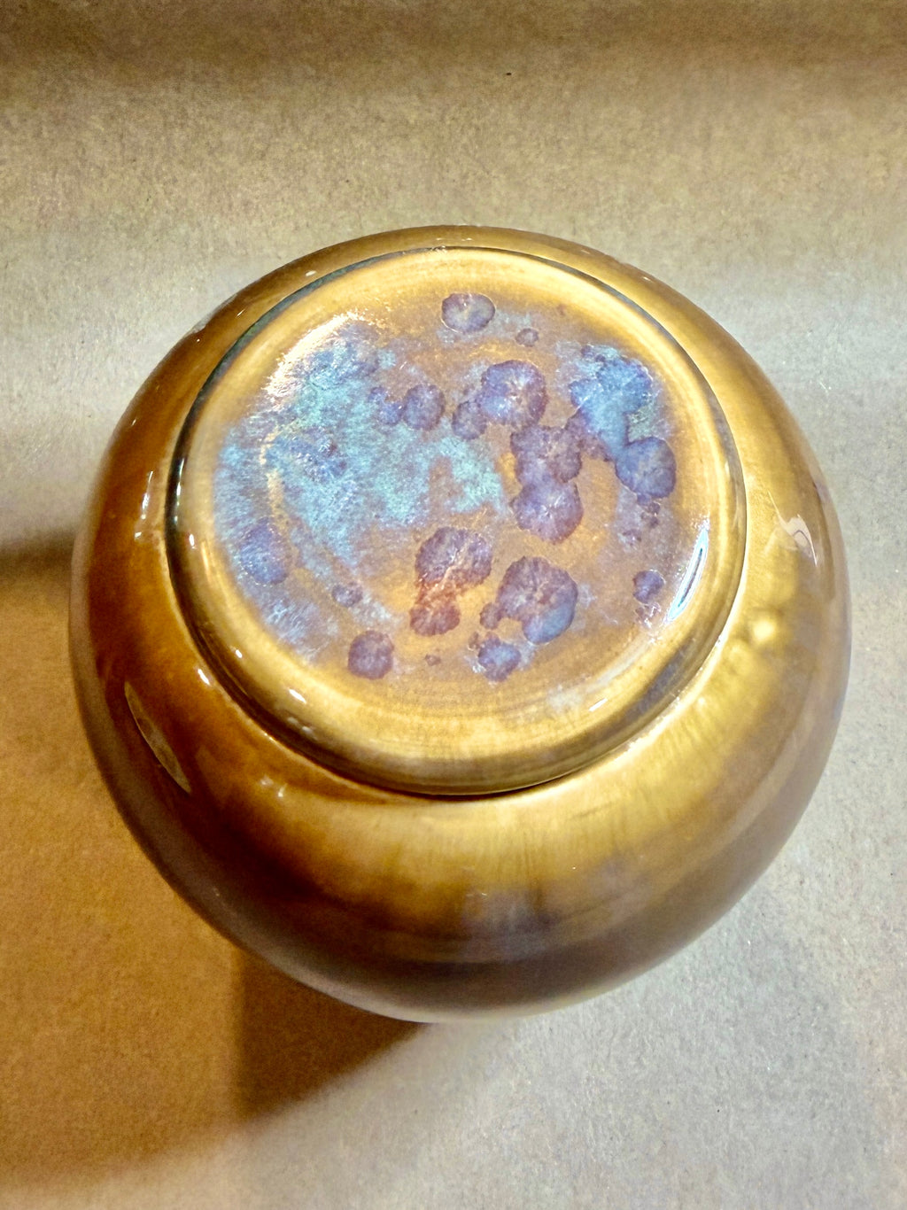 Plum Green Crystalline Urn