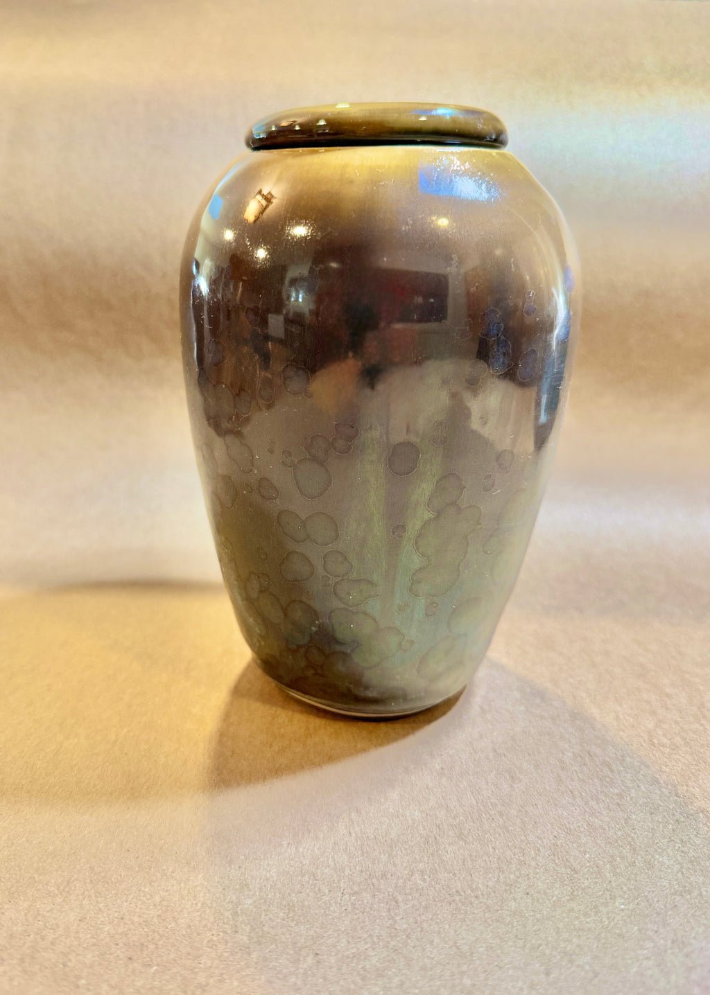 Plum Green Crystalline Urn
